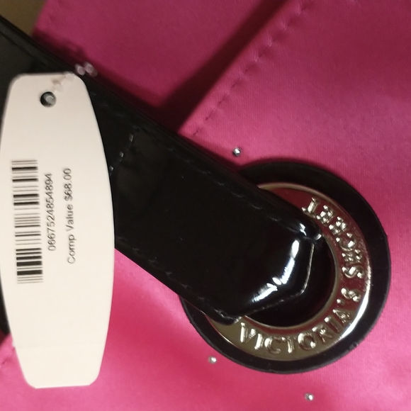 🌠HP🌠 NWT VS Pink Satin & Rhinestone Travel Tote W/Patent Leather Handles - Picture 5 of 7